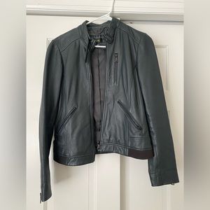 Navy Leather Jacket